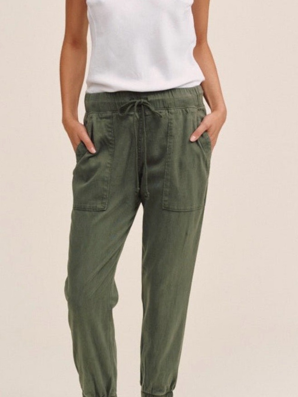 Bella Dahl Olive Green Drawstring Joggers